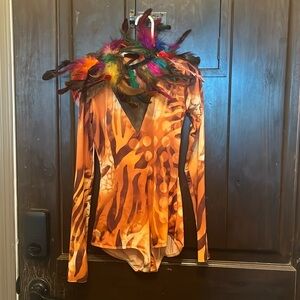 Animal print leopard with rainbow feathers